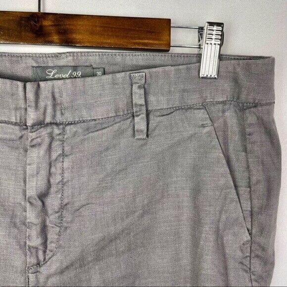 Level 99 Gray Linen Straight Leg Flat Front Chino Pants 30 - Picture 2 of 3